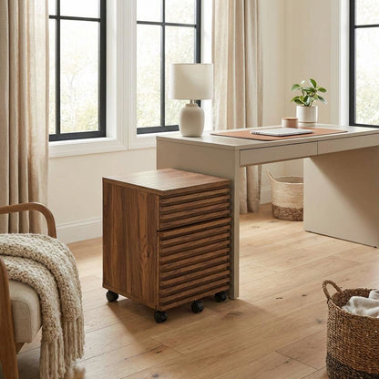 Wood File Cabinet In Finish With Spacious Storage And Classic Design