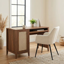 Modern Office Desk In Neutral Finish With Sturdy Construction