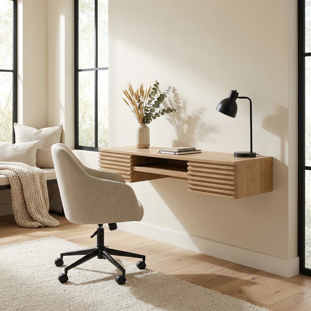 Wall Mount Office Desk in Wood Finish with Durable Construction