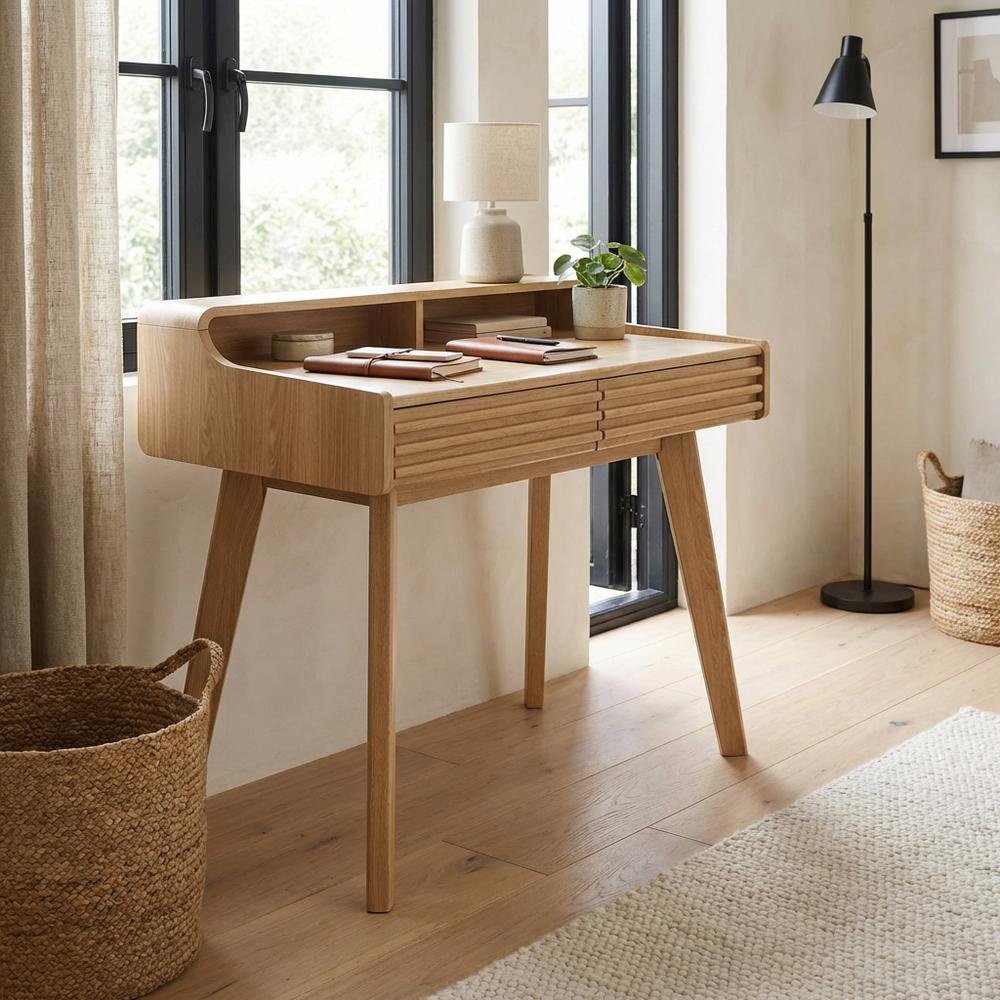 Wooden Render Writing Desk with Spacious Surface and Modern Design