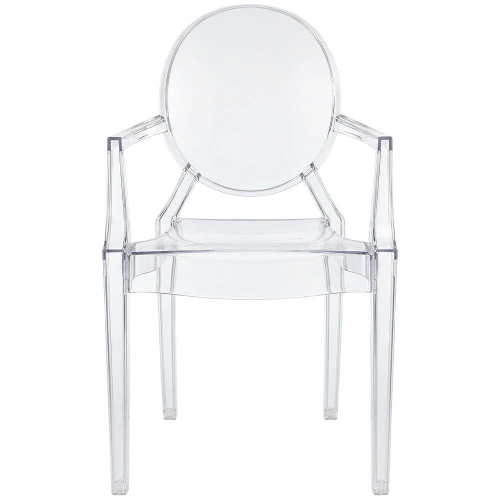 Acrylic Dining Armchair with Armrest and Stackable Design
