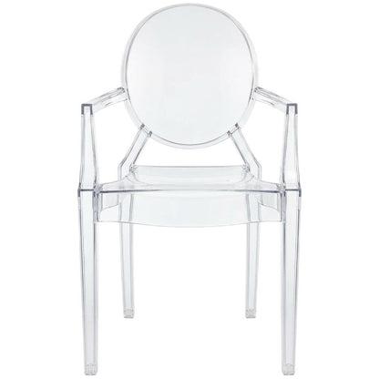 Acrylic Dining Armchair with Armrest and Stackable Design