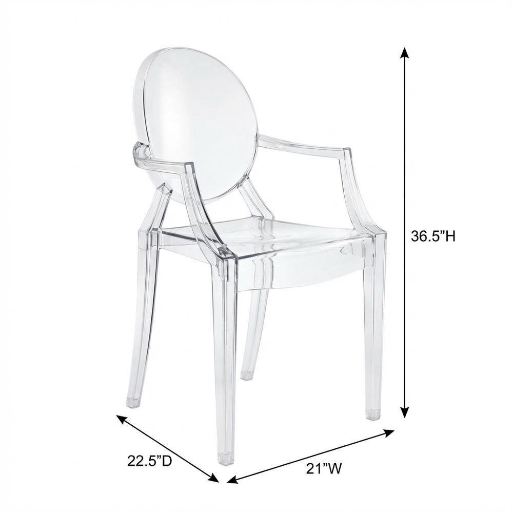 Acrylic Dining Armchair with Armrest and Stackable Design
