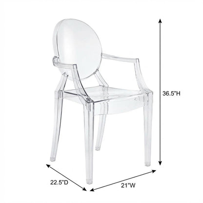 Acrylic Dining Armchair with Armrest and Stackable Design