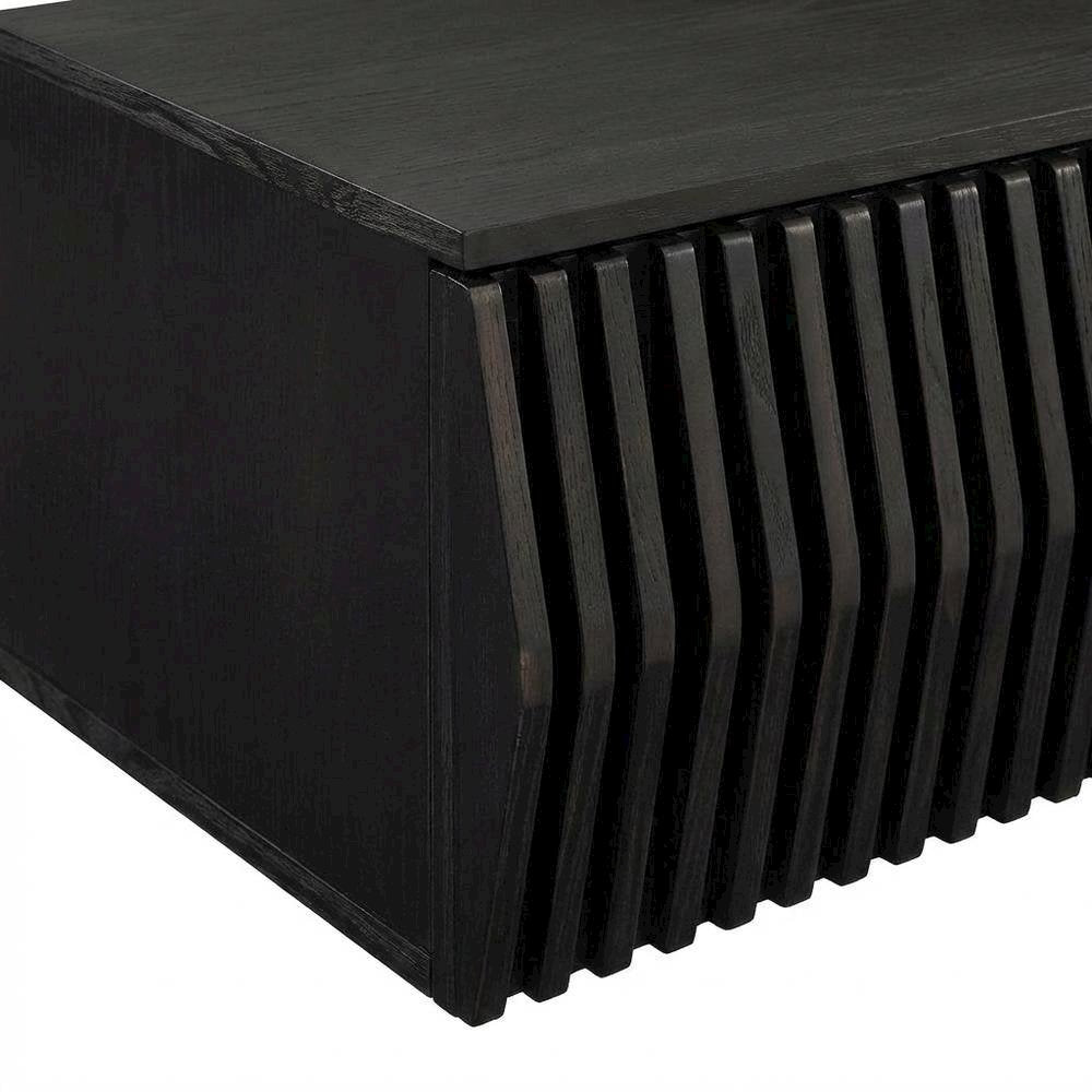 Black Wall Mount TV Stand with Sturdy Construction and Storage Space