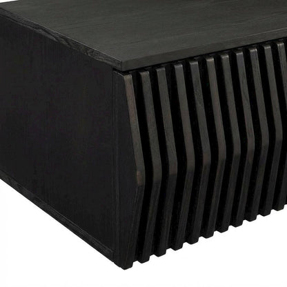 Black Wall Mount TV Stand with Sturdy Construction and Storage Space