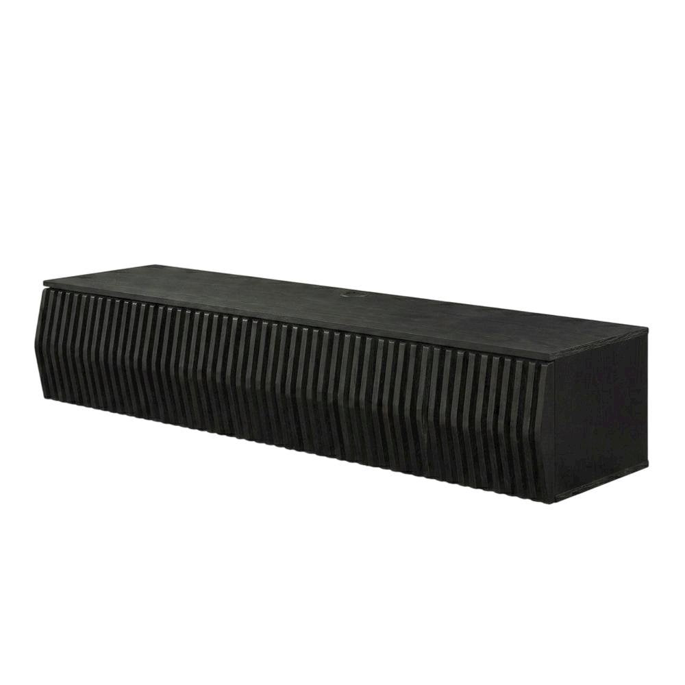 Black Wall Mount TV Stand with Sturdy Construction and Storage Space