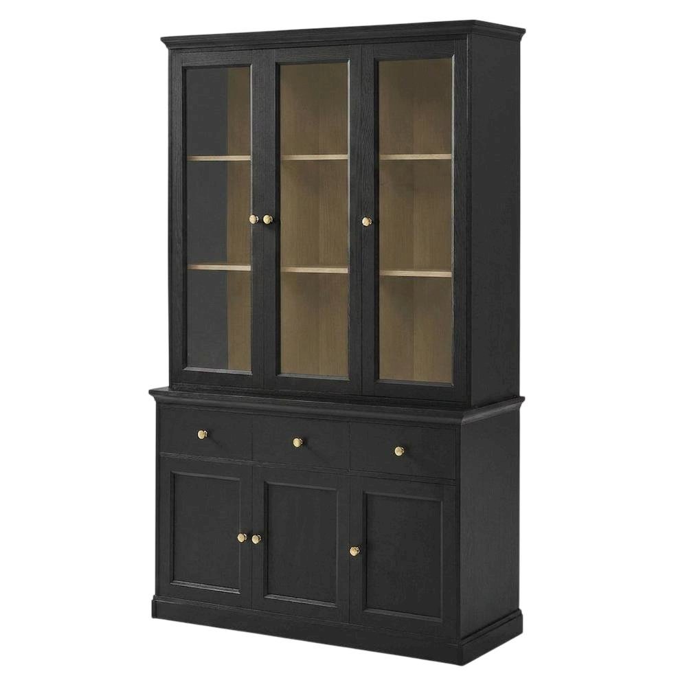 Tall Storage Display Cabinet with Glass Doors, Adjustable Shelves and Drawer