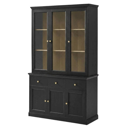 Tall Storage Display Cabinet with Glass Doors, Adjustable Shelves and Drawer