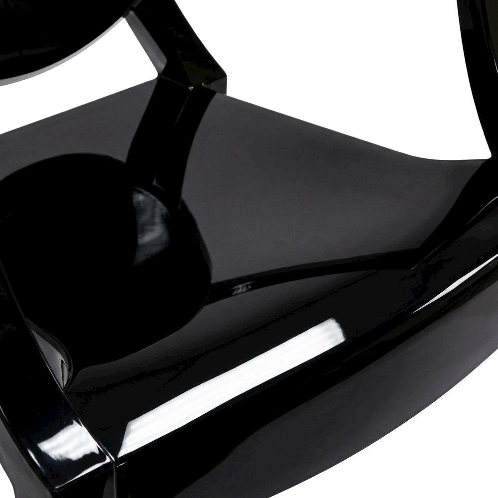 Acrylic High-Back Dining Armchairs with Arms, Black, Set of 2