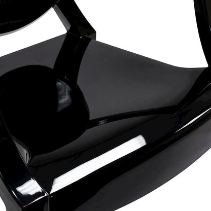 Acrylic High-Back Dining Armchairs with Arms, Black, Set of 2