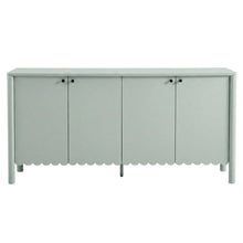 Wooden Scalloped 4-Door Sideboard Buffet Cabinet with Storage, Sage