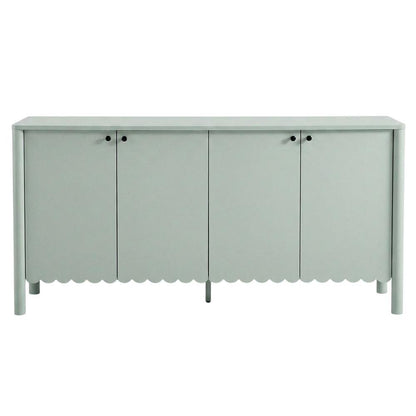 Wooden Scalloped 4-Door Sideboard Buffet Cabinet with Storage, Sage