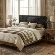 Vegan Leather King Headboard with Woven Texture and Durable Frame