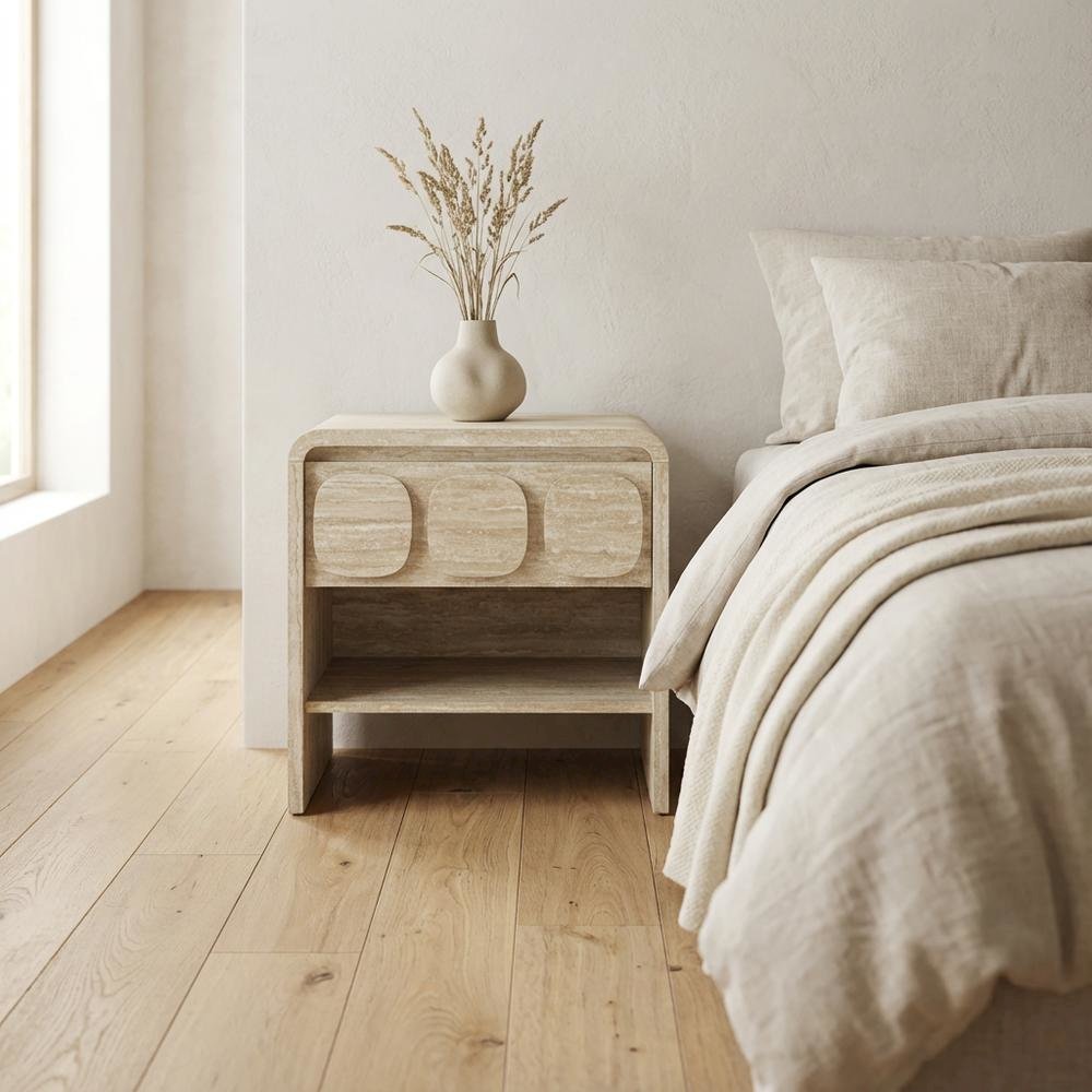 Gray Finish Nightstand with Minimalist Design and Smooth Surface