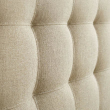 Tufted Upholstered Headboard in Linen Fabric, Elegant Design for King Bed