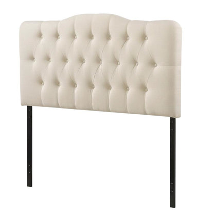 Upholstered Fabric Headboard in Neutral Tone with Plush Padding and Sturdy Frame