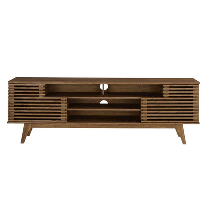 Brown Wood TV Console with Spacious Surface and Modern Design