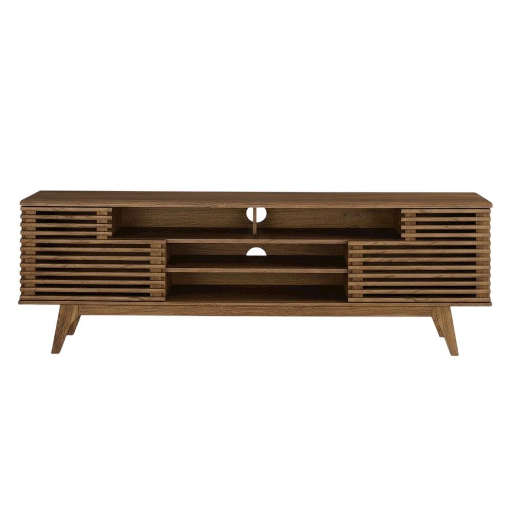 Brown Wood TV Console with Spacious Surface and Modern Design