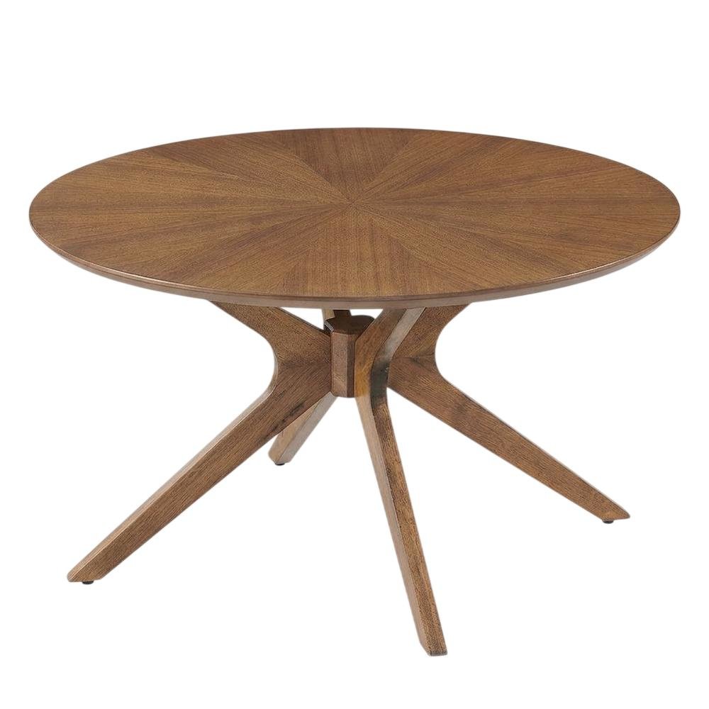Round Wood Coffee Table with Modern Design and Sturdy Base