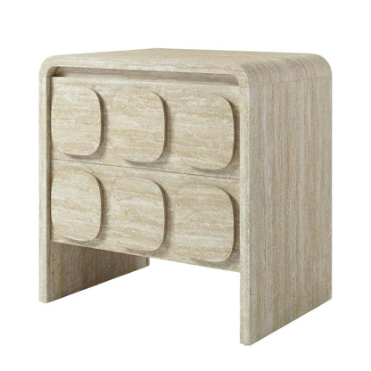 Gray Wood Nightstand with 2 Drawers and Modern Design