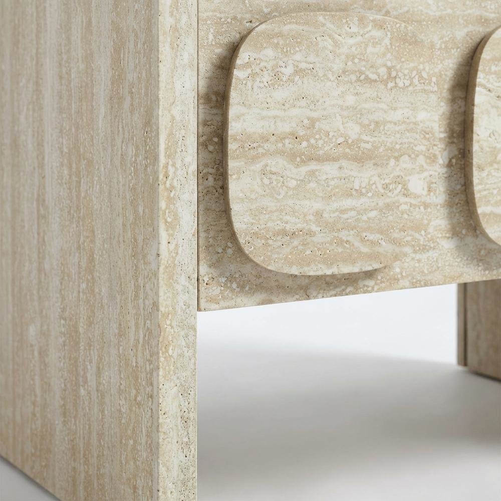 Gray Wood Nightstand with 2 Drawers and Modern Design