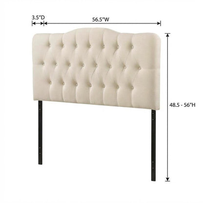 Upholstered Fabric Headboard in Neutral Tone with Plush Padding and Sturdy Frame