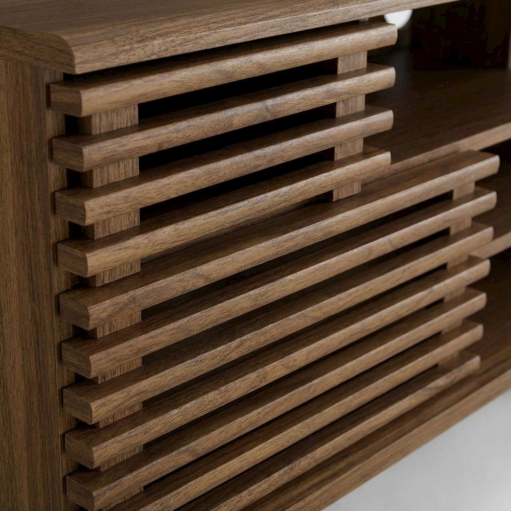 Brown Wood TV Console with Spacious Surface and Modern Design