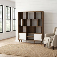 Wooden 59-Inch Bookcase with Sliding Doors for Elegant Storage