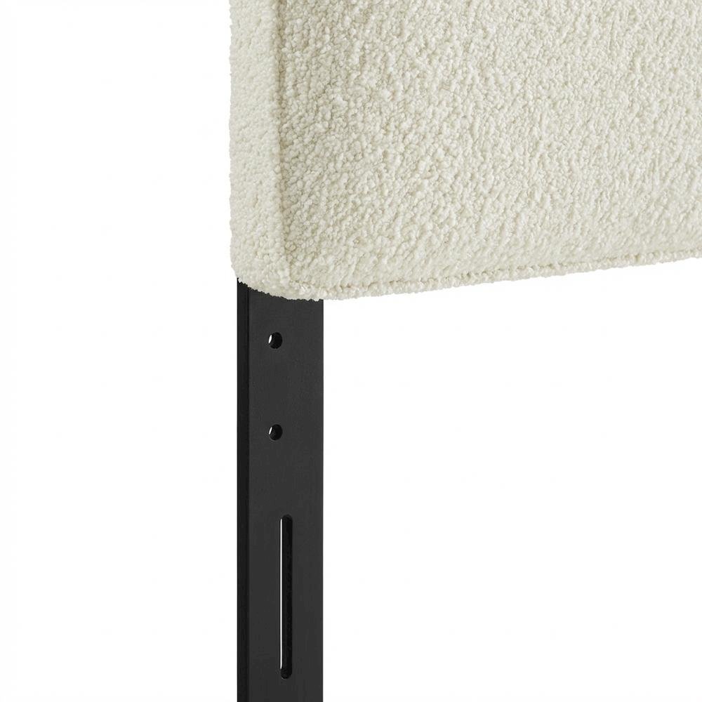 Boucle Fabric Queen Headboard in Neutral Tone, Plush Upholstery, Sturdy Frame