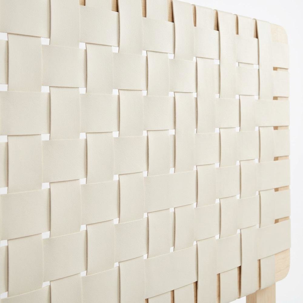 Vegan Leather Full Headboard with Woven Texture and Sturdy Frame