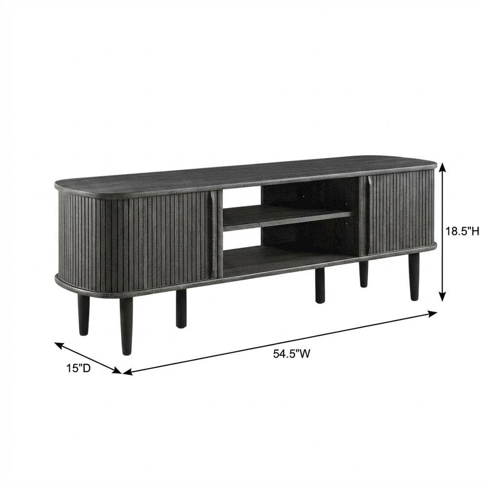 Gray wood TV stand with sleek design and sturdy construction