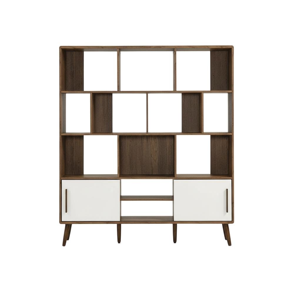 Wooden 59-Inch Bookcase with Sliding Doors for Elegant Storage
