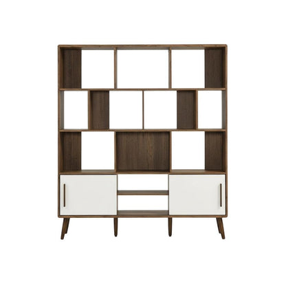 Wooden 59-Inch Bookcase with Sliding Doors for Elegant Storage