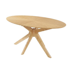 Oak Oval Wood Dining Table, Modern Style, Seats 6, Wood Dining