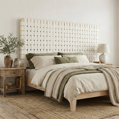 Vegan Leather Queen Headboard with DurableTexture for Bedroom