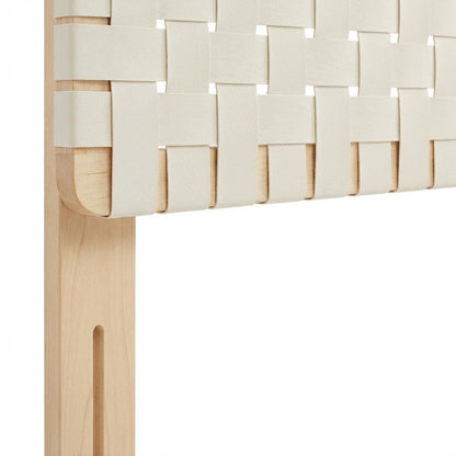 Vegan Leather Full Headboard with Woven Texture and Sturdy Frame