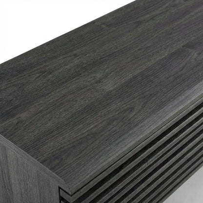 Gray wood TV stand with sleek design and spacious storage
