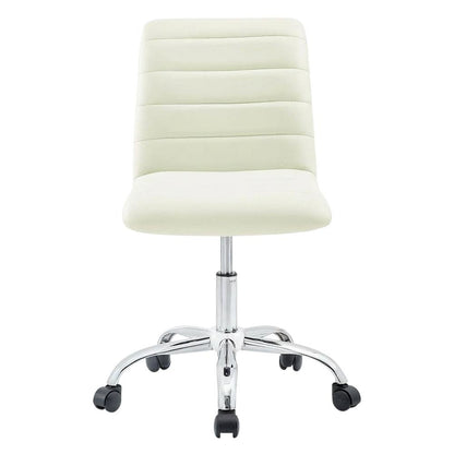 Vinyl Mid Back Office Chair with Armless Design and Comfortable Cushioned Seat