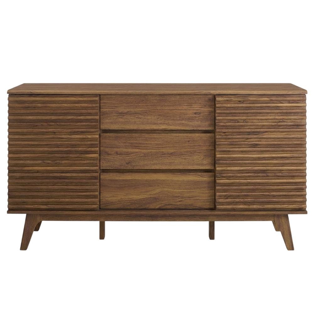 Wooden Sideboard Buffet Cabinet with Storage for Dining Room, Walnut