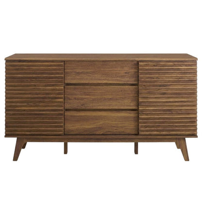 Wooden Sideboard Buffet Cabinet with Storage for Dining Room, Walnut