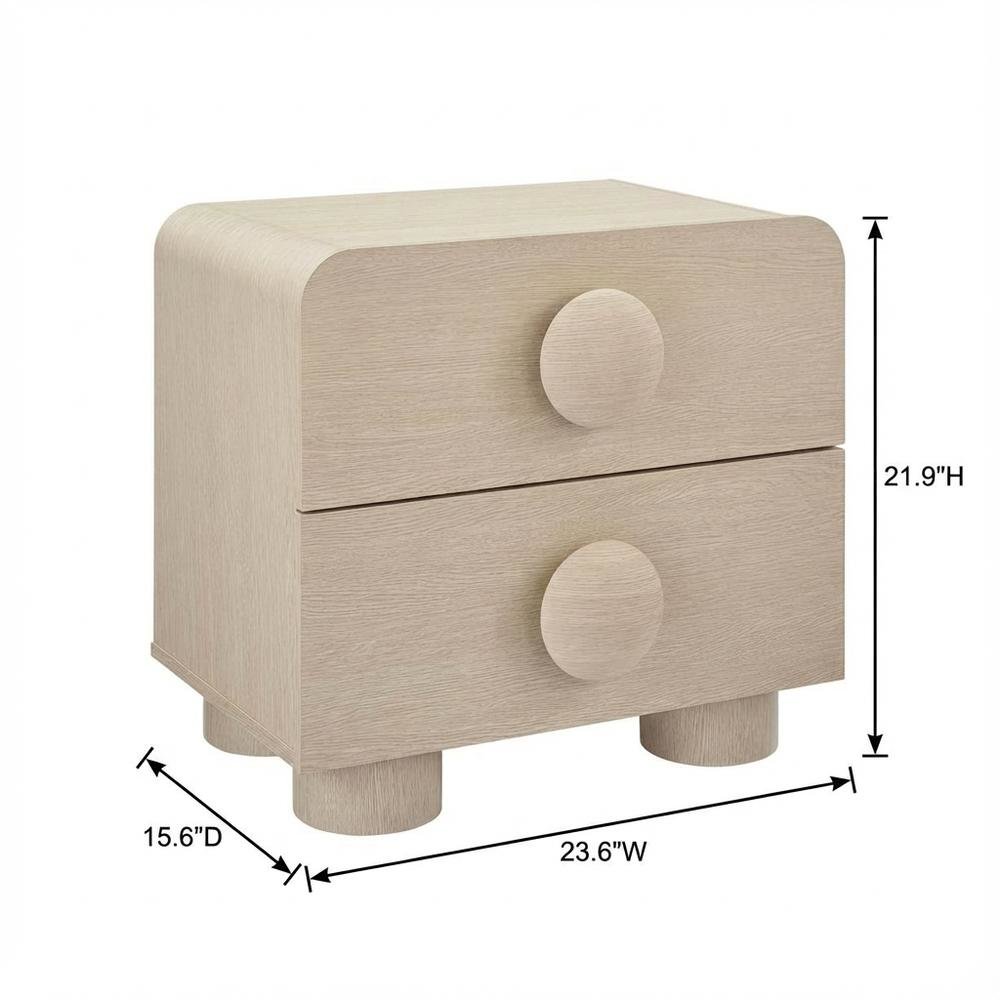 Gray 2-Drawer Nightstand with Modern Design and Solid Construction
