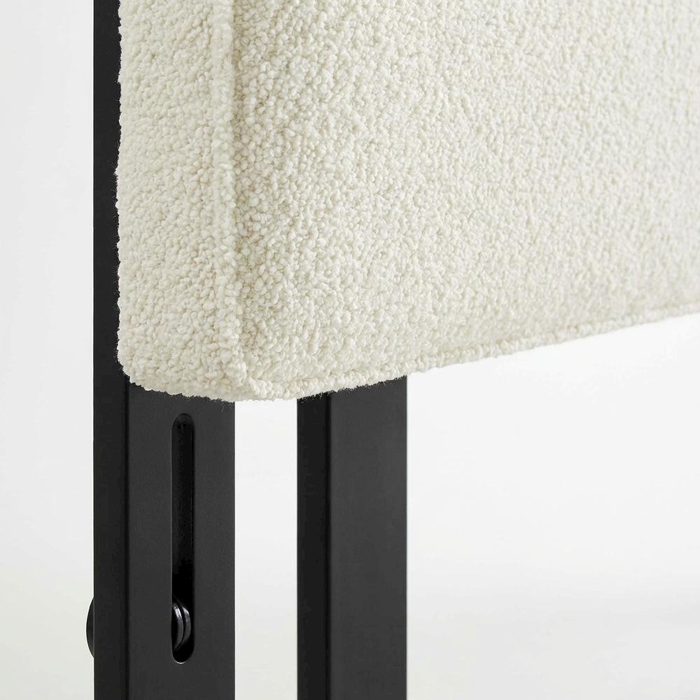 Boucle Fabric King Headboard in Soft Neutral, Sturdy Frame, Elegant Design