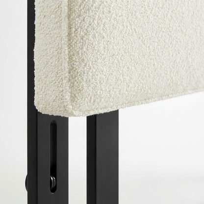 Boucle Fabric King Headboard in Soft Neutral, Sturdy Frame, Elegant Design
