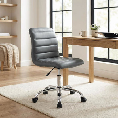 Vinyl Mid Back Office Chair with Armless Design and 18 lb Weight