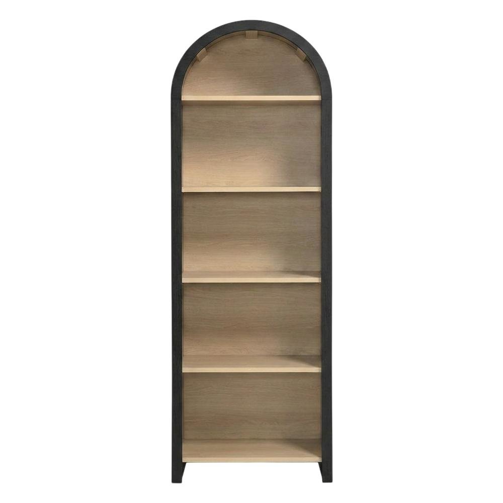 Arched Narrow Bookcase,Display Cabinet with Open Shelves Storage Cabinet, Black