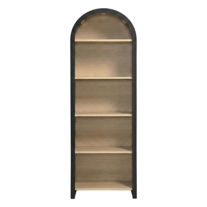 Arched Narrow Bookcase,Display Cabinet with Open Shelves Storage Cabinet, Black
