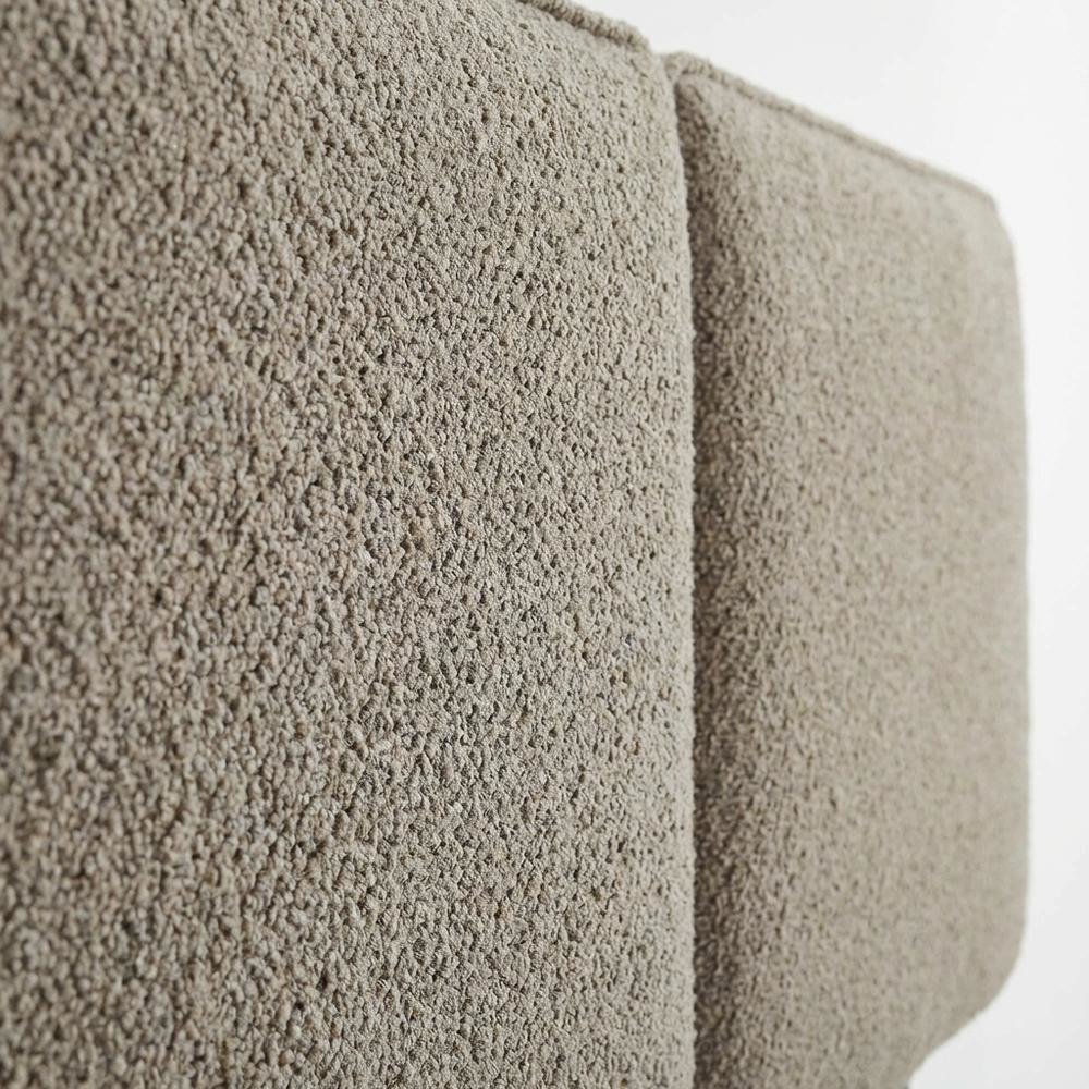 Boucle Fabric Queen Headboard in Soft Neutral with Padded Upholstery