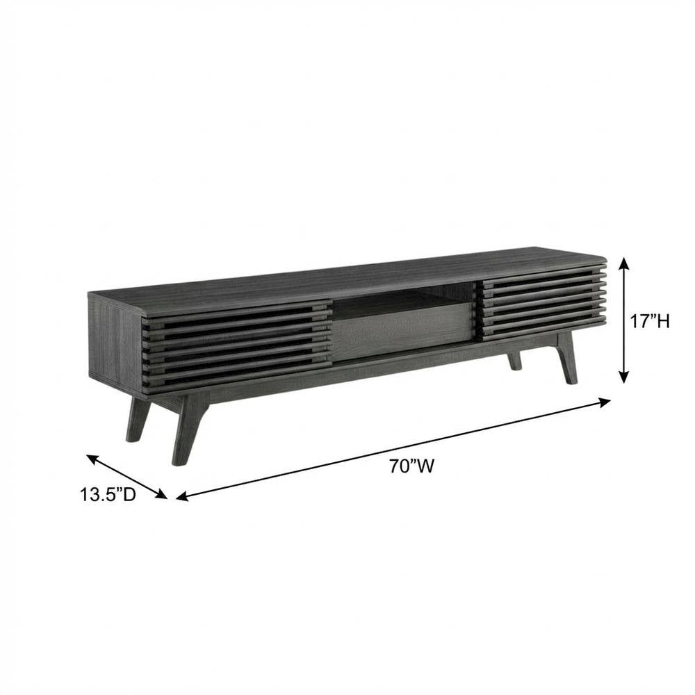 Gray wood TV stand with sleek design and spacious storage