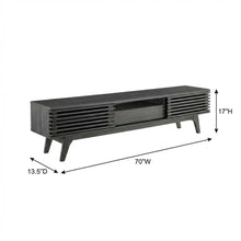 Gray wood TV stand with sleek design and spacious storage